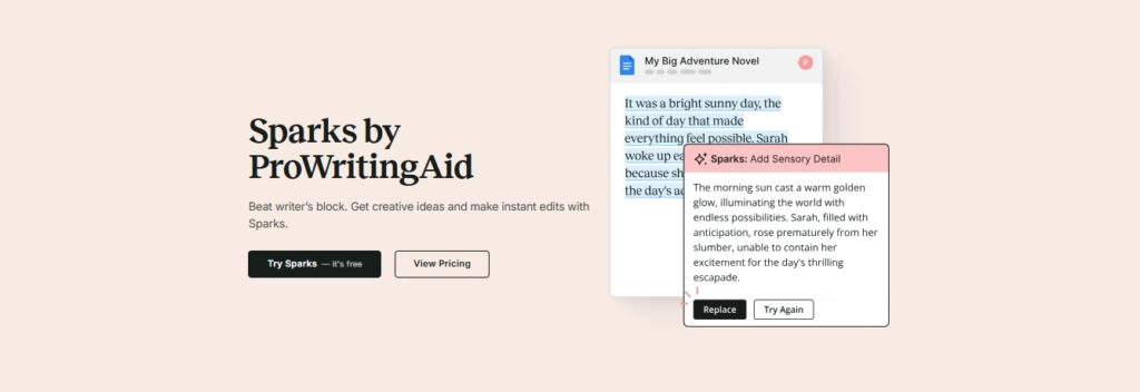 Análise do ProWritingAid: Prós, contras, preços e recursos 8 Screenshot of the ProWritingAid Sparks
