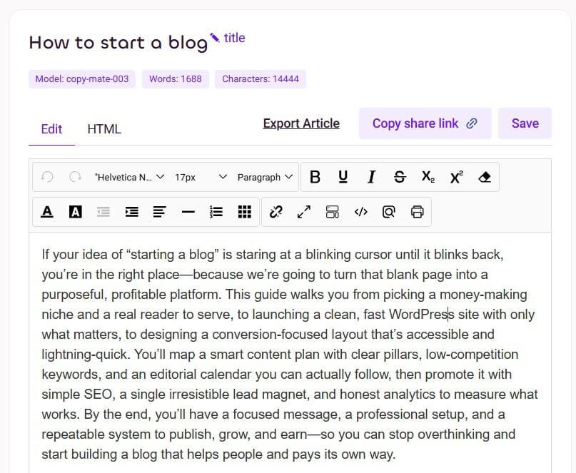 Ulasan Copymate: Penghasil Konten SEO AI yang telah teruji Copymate
