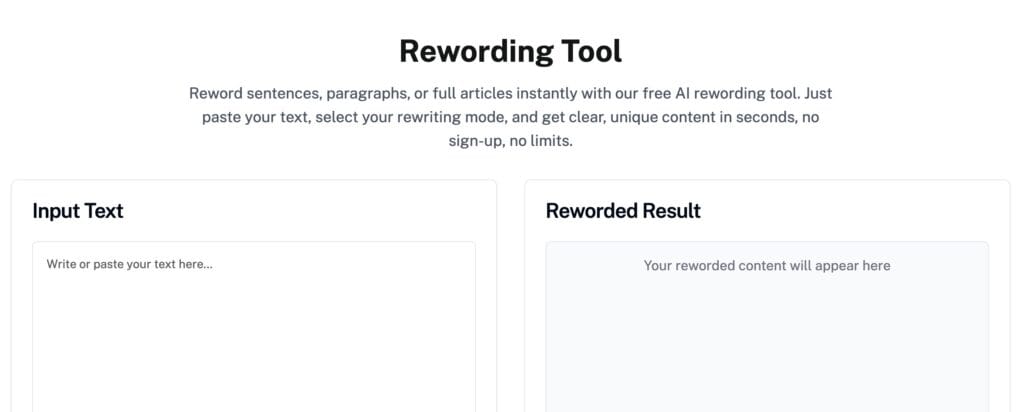 Undetectable AI rewording tool screenshot
