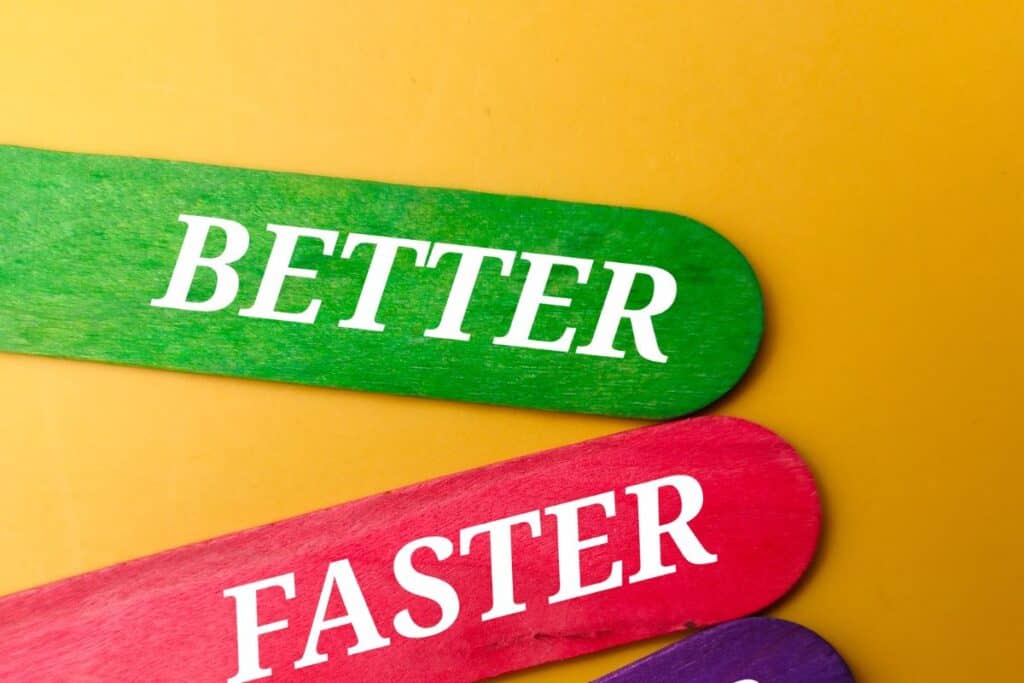 Colored ice cream stick with the word better faster