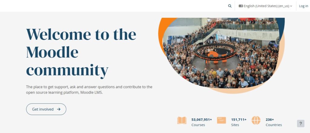 Homepage screenshot of 'Welcome to the Moodle Community'