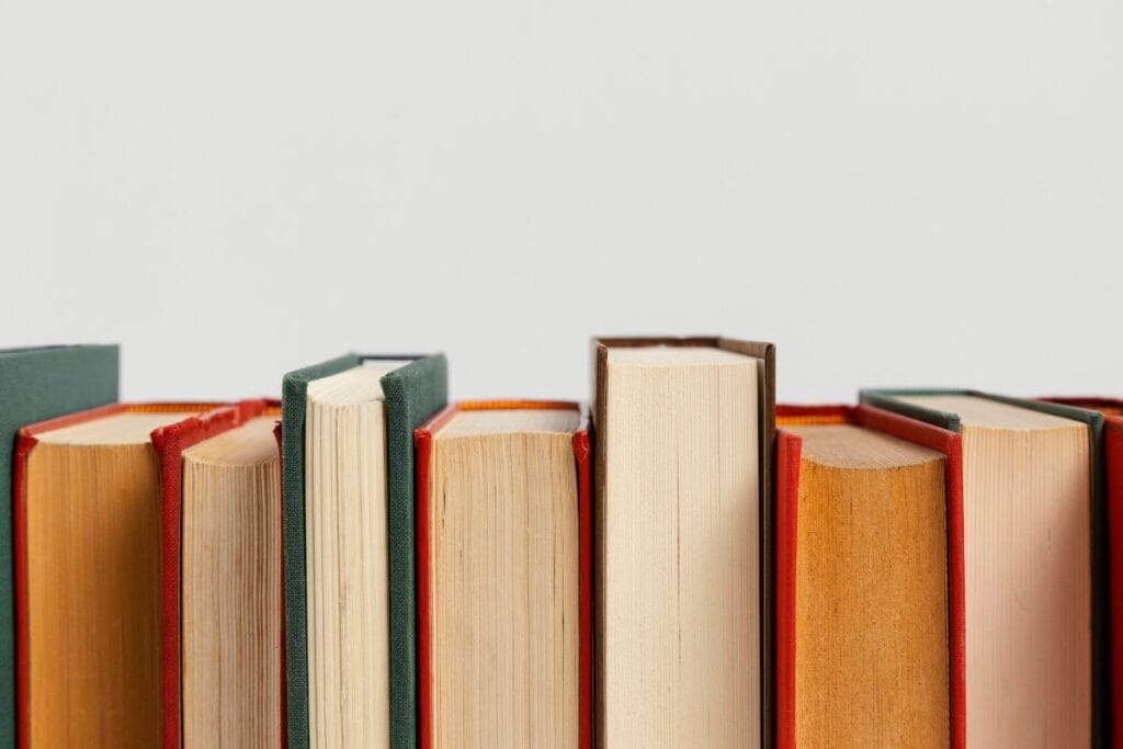 Old books arrangement with copy space