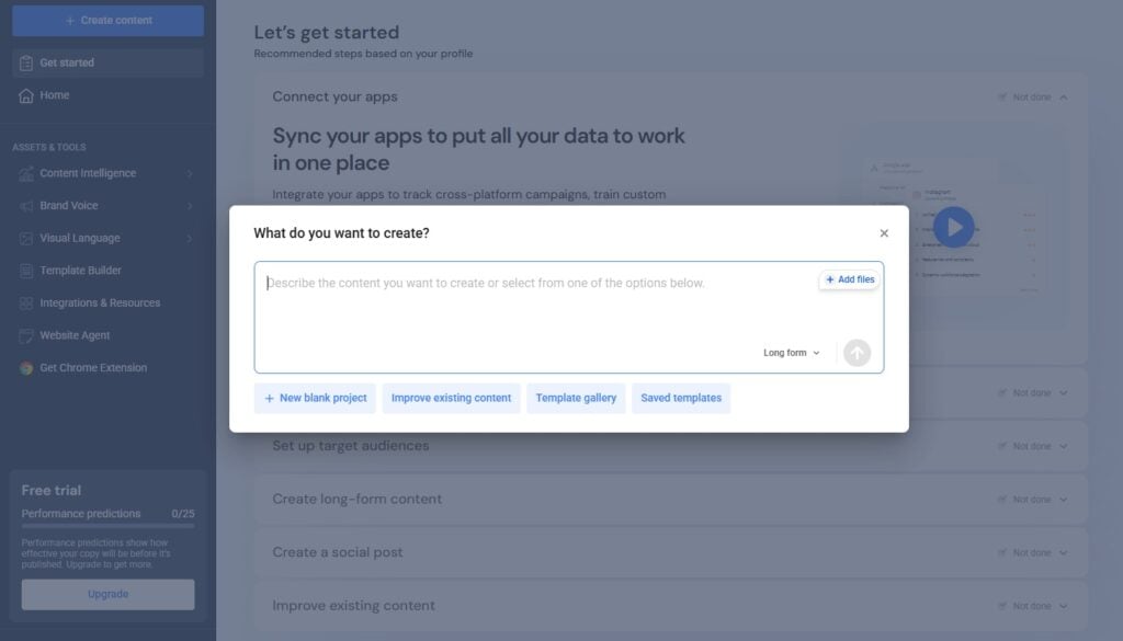 Screenshot of Anyword creating content