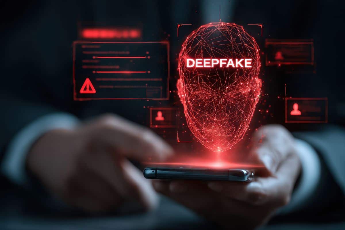 Deepfake concept facial tracking detection and recognition technology