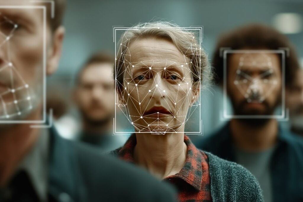 Individuals observe in a modern setting focus on facial recognition