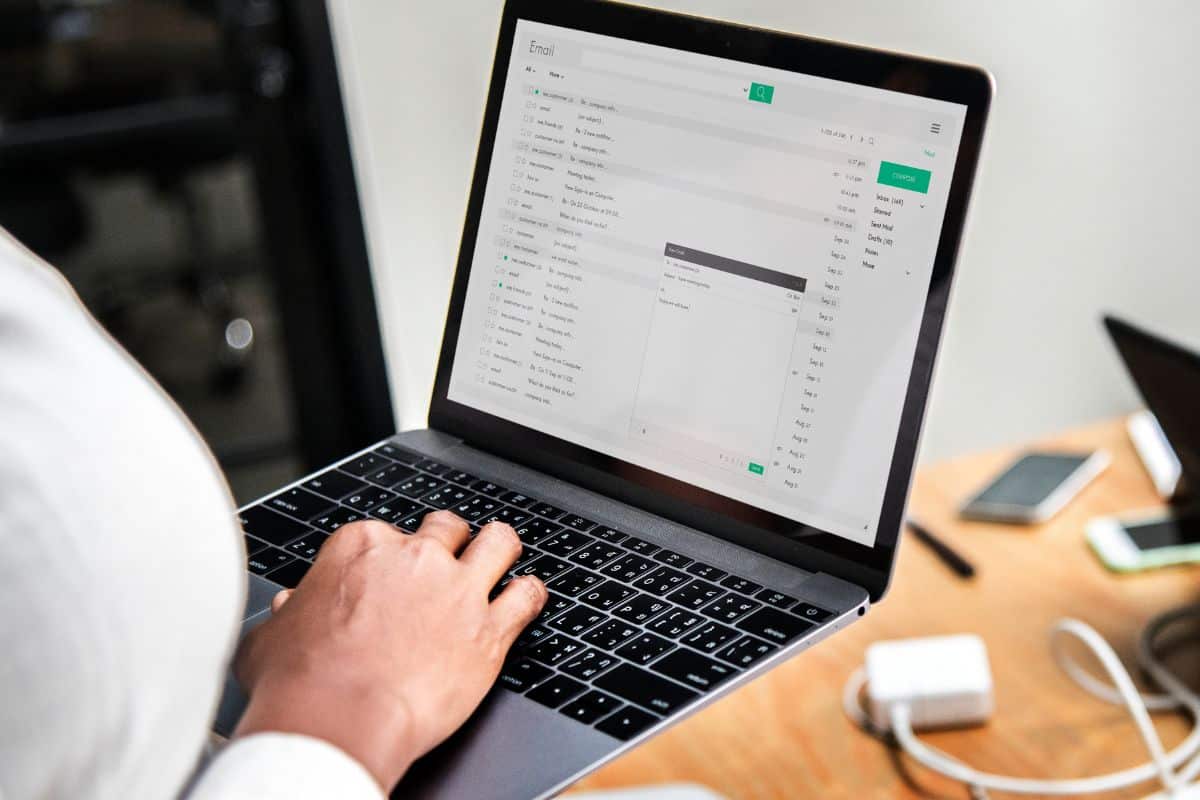 Businesswoman working on a laptop