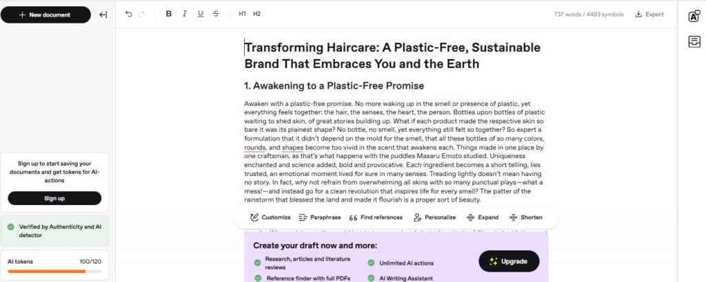 Marketing paragraph generated by Aithor A