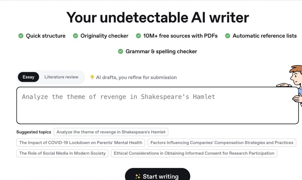 Aithor AI homepage interface