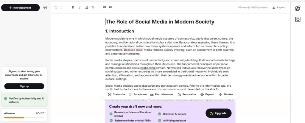 Academic-style essay generated by Aithor AI