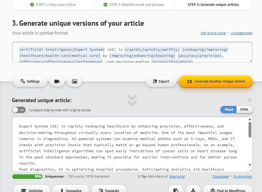 Spin Rewriter İncelemesi: Gerçekten AI veya İntihal Sorunlarını Aşabilir mi? spin rewriter incelemesi