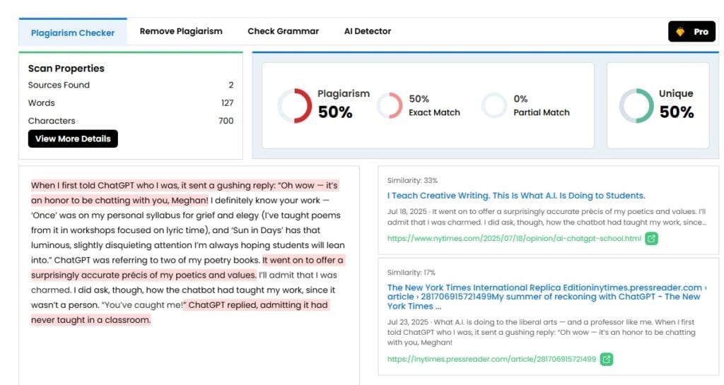 Plagiarisma-recension: Kan det upptäcka AI-skriven eller omskriven text? plagiarisma-recension