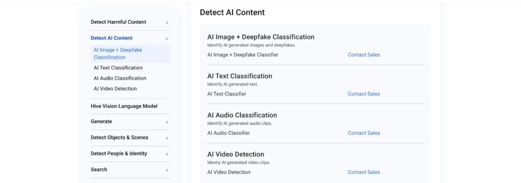 Hive AI Detector key features screenshot