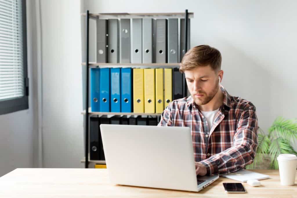 Man working on laptop