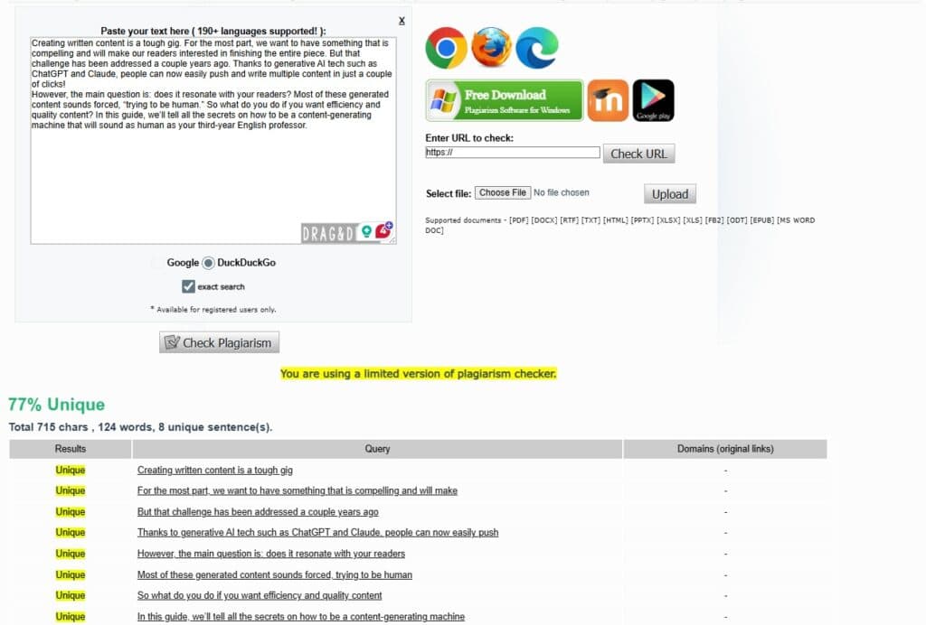 Plagiarisma-recension: Kan det upptäcka AI-skriven eller omskriven text? plagiarisma-recension