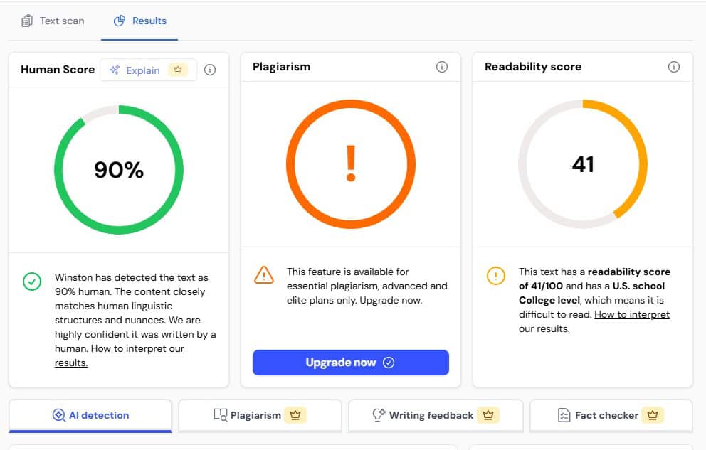 Обзор Winston AI: может ли он точно распознавать текст, написанный искусственным интеллектом? 8 Обзор Winston AI: может ли он точно распознавать текст, написанный искусственным интеллектом? Обзор Winston AI