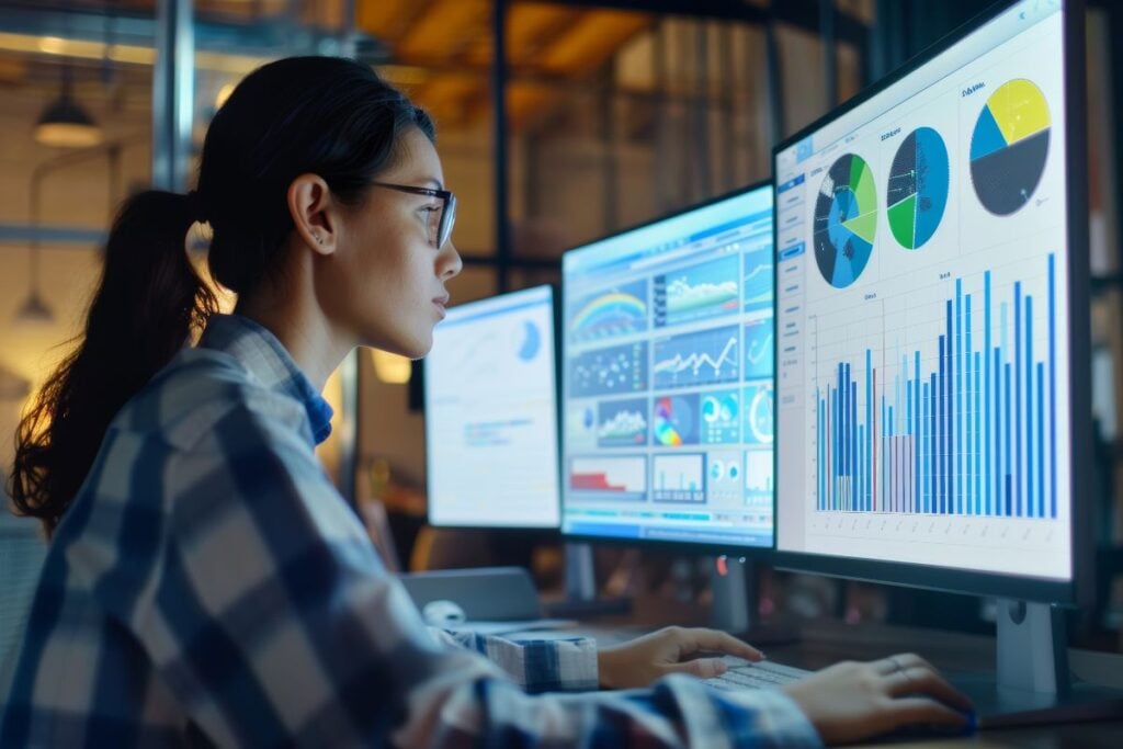 Employee using ai software for personalized training and progress
