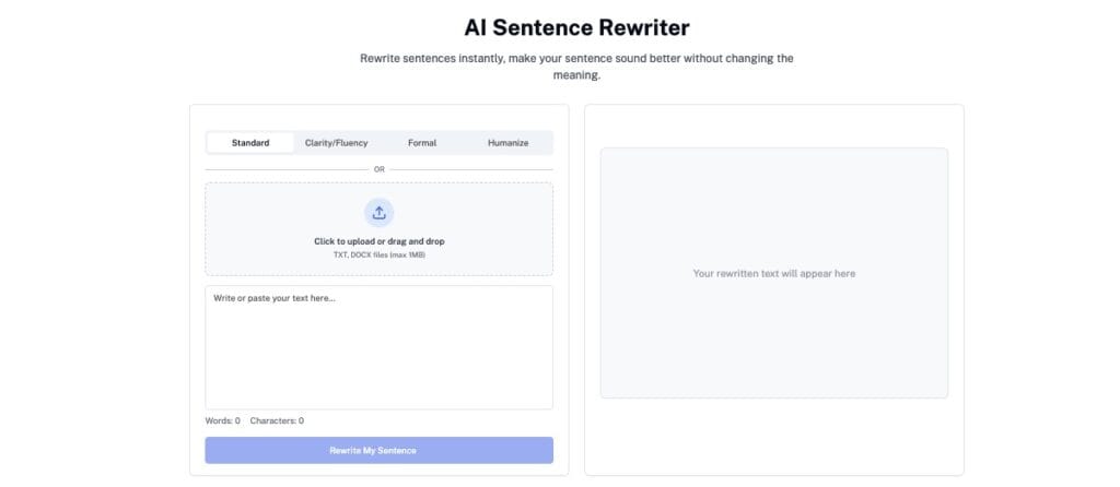 AI Sentence Rewriter screenshot