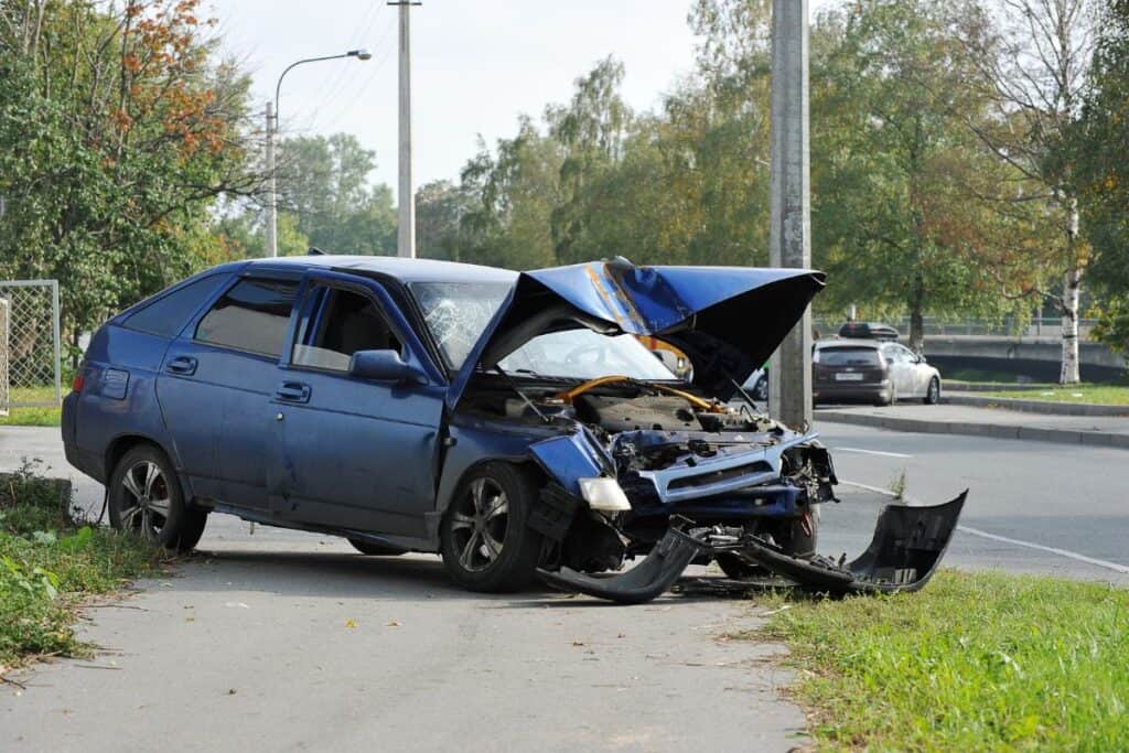 Broken in a car accident