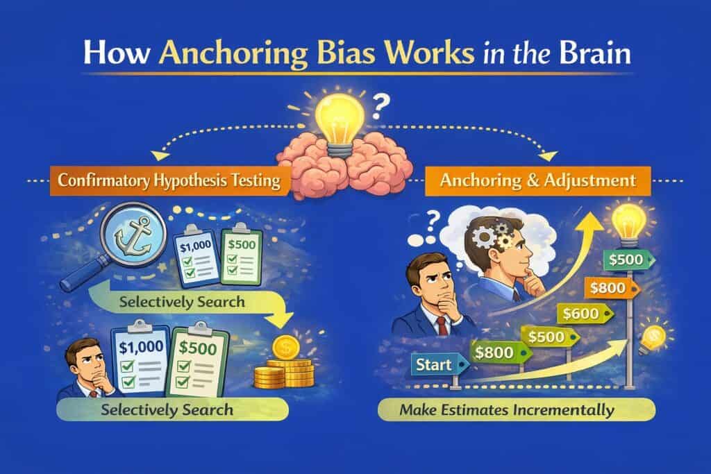 Объяснение предвзятого отношения: Значение, примеры и советы 5 как работает предвзятое отношение к якорям в мозге иллюстрация изображение