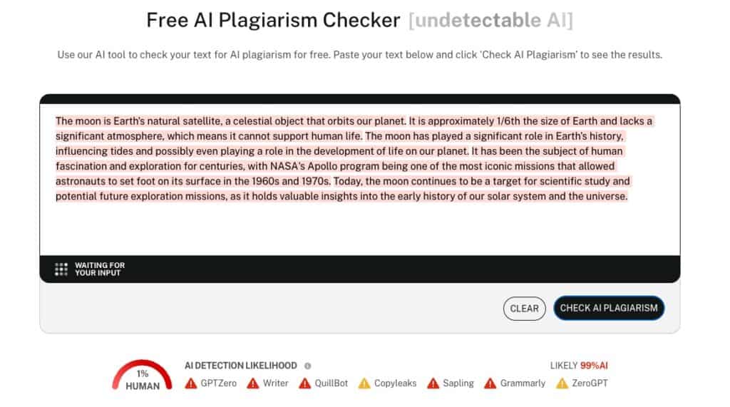 Zrzut ekranu z narzędzia do sprawdzania plagiatu dla aluminium lub aluminium