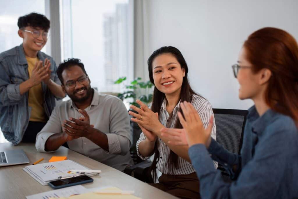 Colleagues working together medium shot