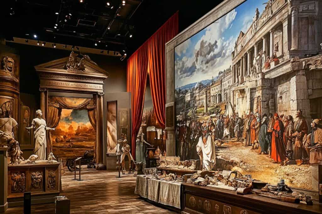 A museums special exhibit focusing on a historical figure