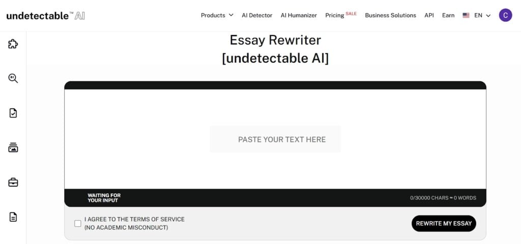 What AI Checker Do Colleges Use in 2026? 8 Screenshot of Undetectable AI's Essay Rewriter