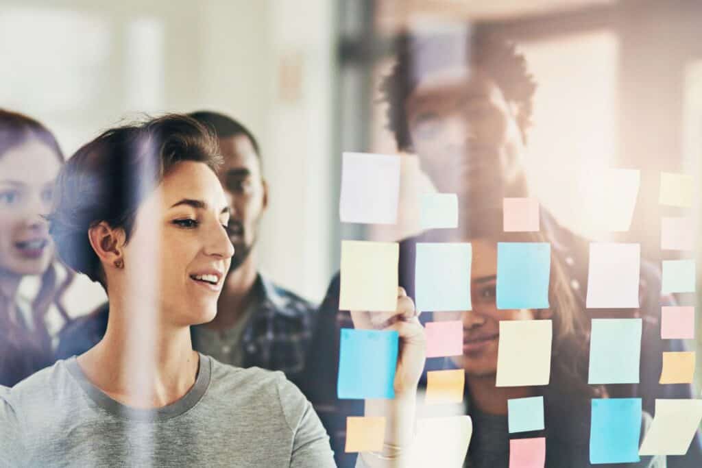 Idea window and business people in meeting