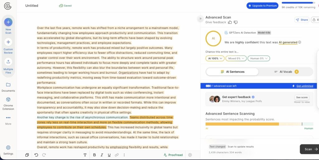 AI detection and analysis for undetectable AI content.