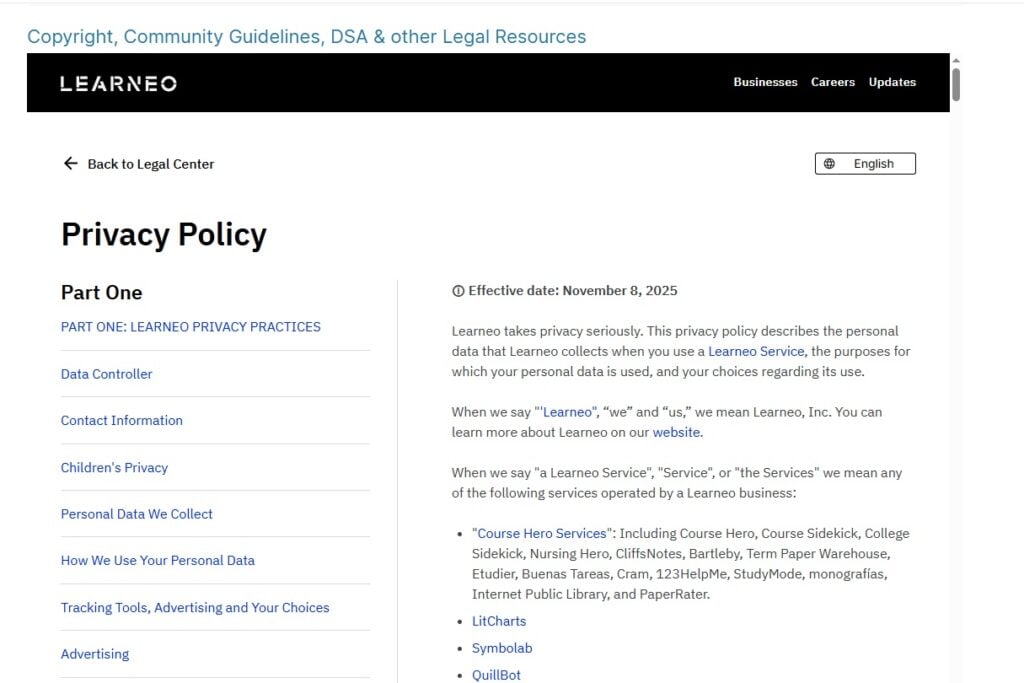 What AI Detector Do Teachers Use? A Complete Guide 12 Screenshot of Scribbr Privacy page