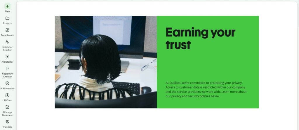 What AI Detector Do Teachers Use? A Complete Guide 7 Screenshot of Trust page