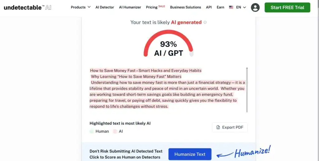 Comment utiliser l'IA pour créer du contenu bien classé (sans se faire pénaliser) 9 La capture d'écran de la page de classement #1 pour ce mot-clé affichait un score généré par l'IA de 93%.