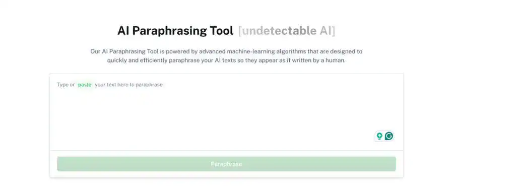 Come accorciare una frase in 10 passi facili ed efficaci 5 Schermata dello strumento di parafrasi di Undetectable AI