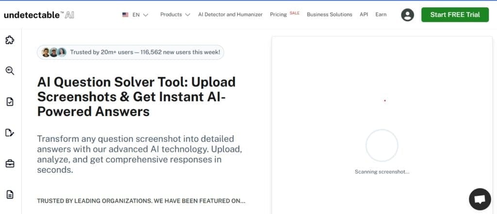 Screenshot of Undetectable AI's AI Question Solver scanning screenshot