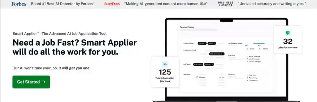 Redação de cartas comerciais: Formato, exemplos e melhores práticas 4 Captura de tela da ferramenta Smart Applier da Undetectable AI