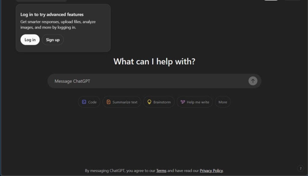 ChatGPT user interface
