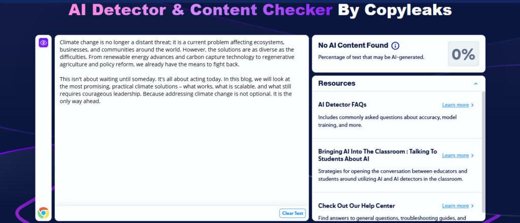 Copyleaks platform dashboard showing plagiarism detection tools and user interface
