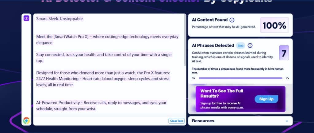 Copyleaks platform dashboard showing plagiarism detection tools and user interface