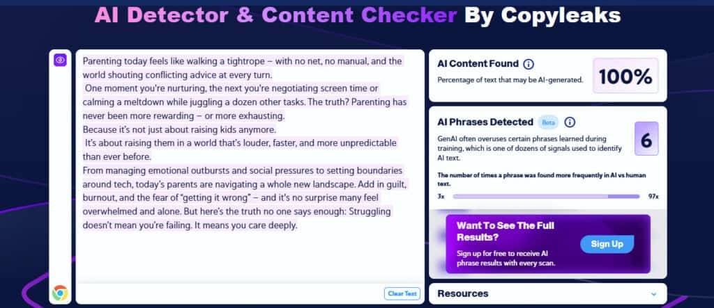 Copyleaks platform dashboard showing plagiarism detection tools and user interface
