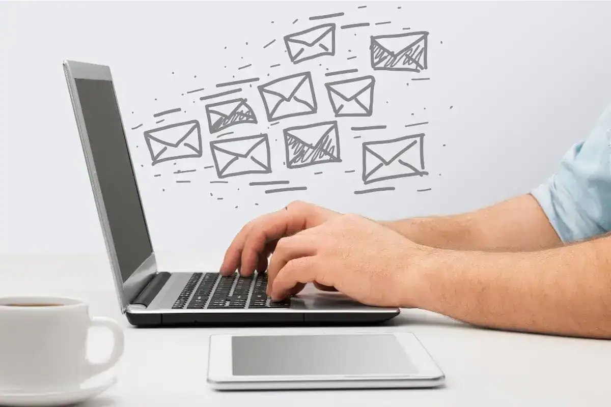 Concept of sending e-mails from your computer