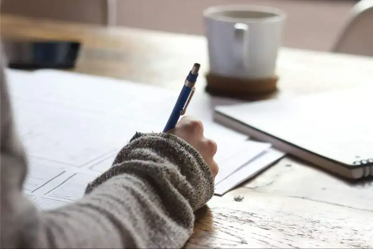 Hand writing on a paper
