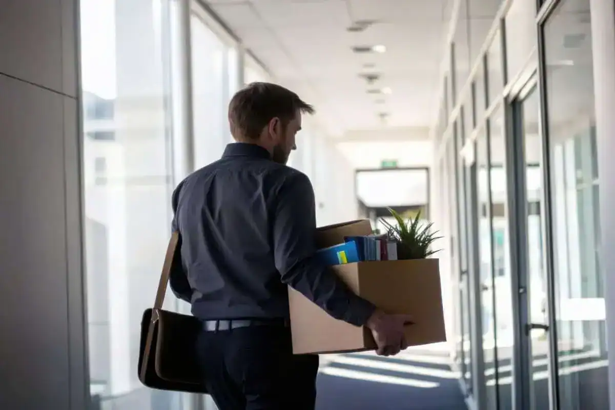 Man walking away from office