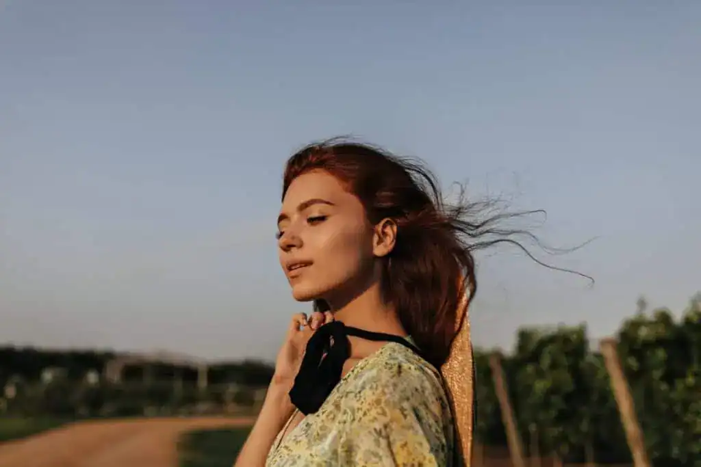 Charming woman with ginger hairstyle