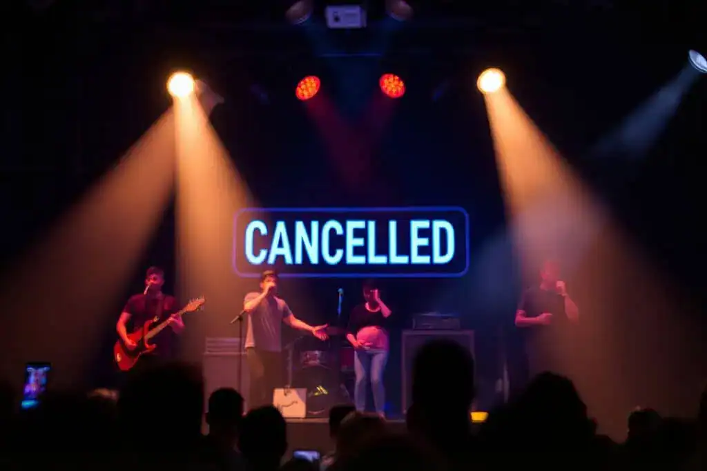 Cancelled flights are shown on display panel 