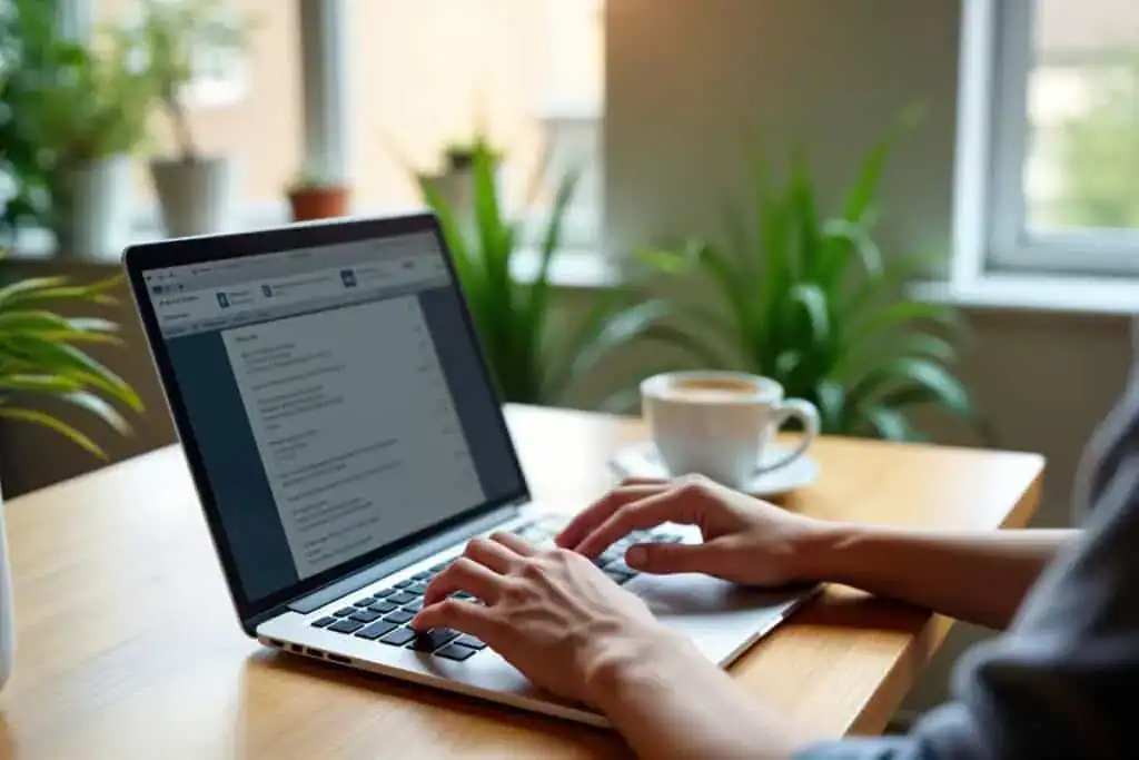 Person using laptop for email communication