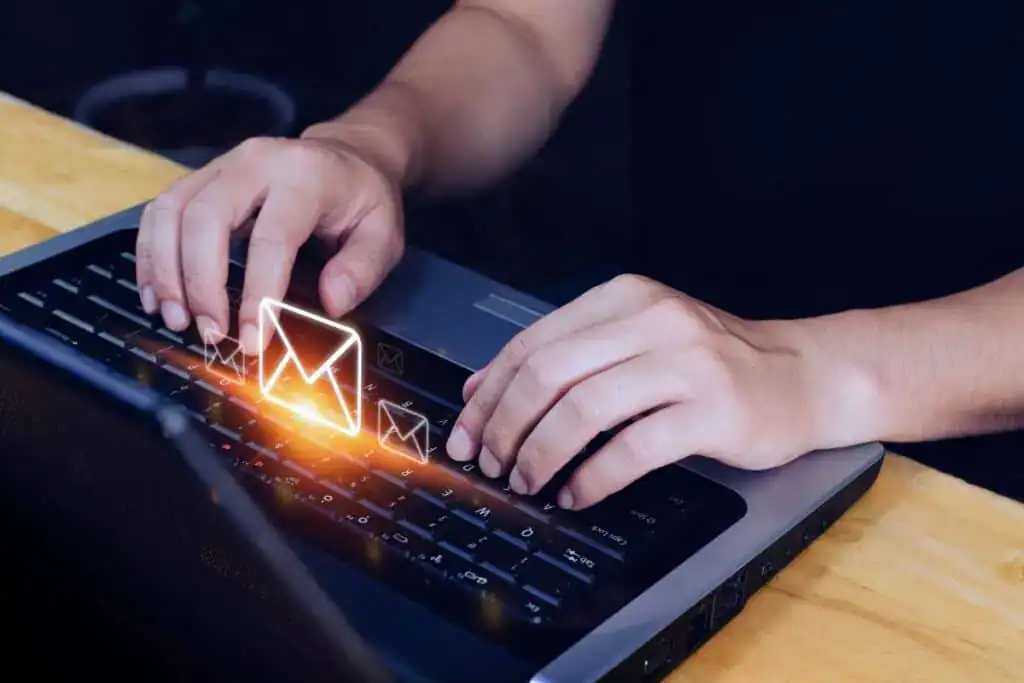Businessman holding checking email online