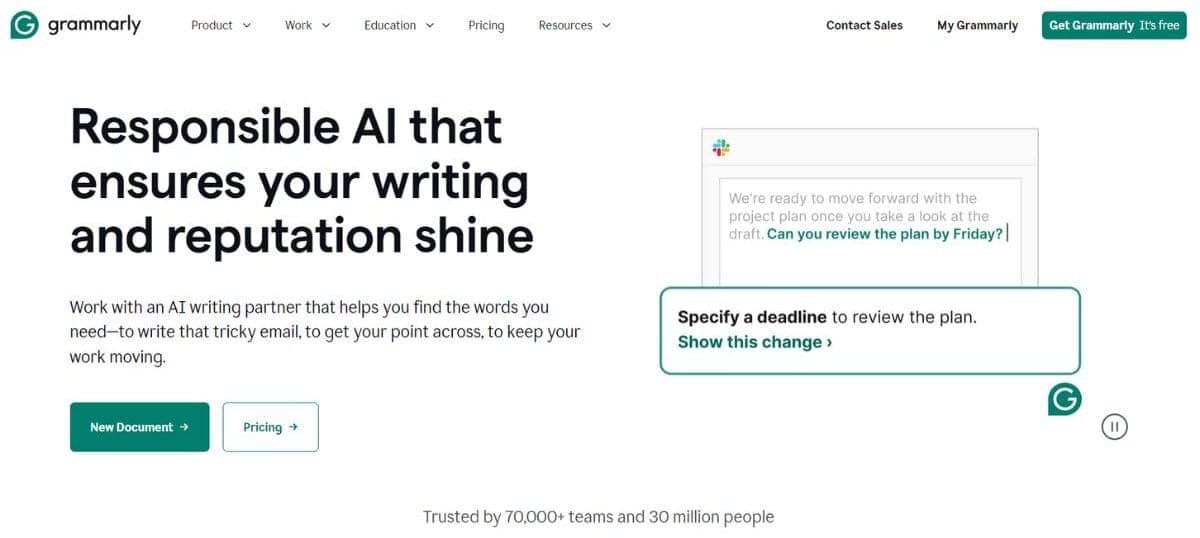 Grammarly homepage