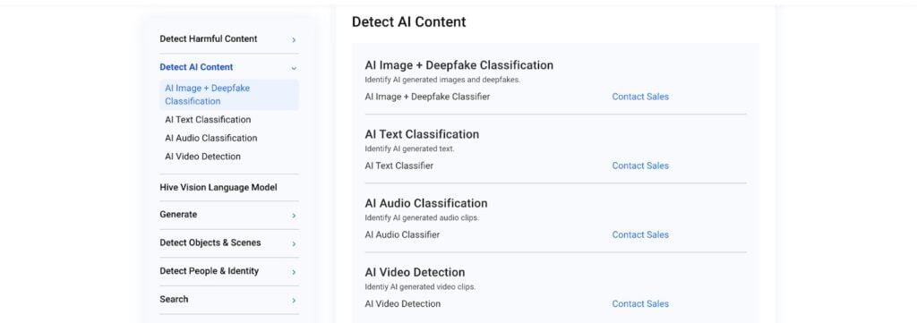 Hive AI Detector key features screenshot