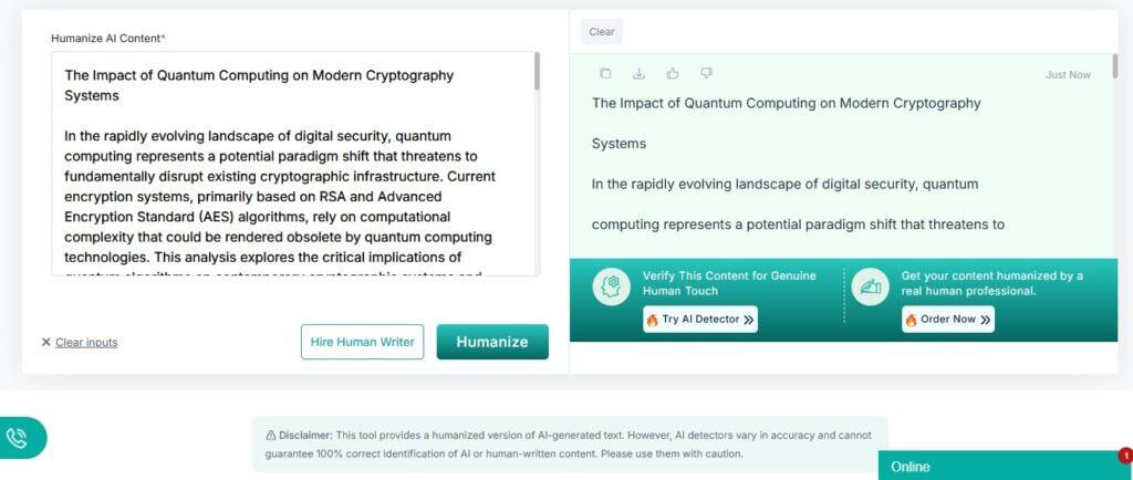 MyEssayWriter AI human-written essay false positive screenshot
