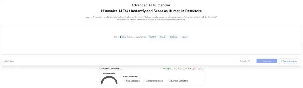 Screenshot of Undetectable AI interface showing the process of humanizing AI-generated text